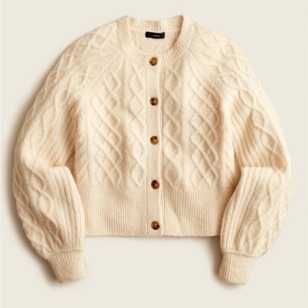 J. Crew Cream Cable Knit Cardigan